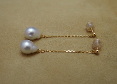 South Sea Pearl Line Earrings(White)