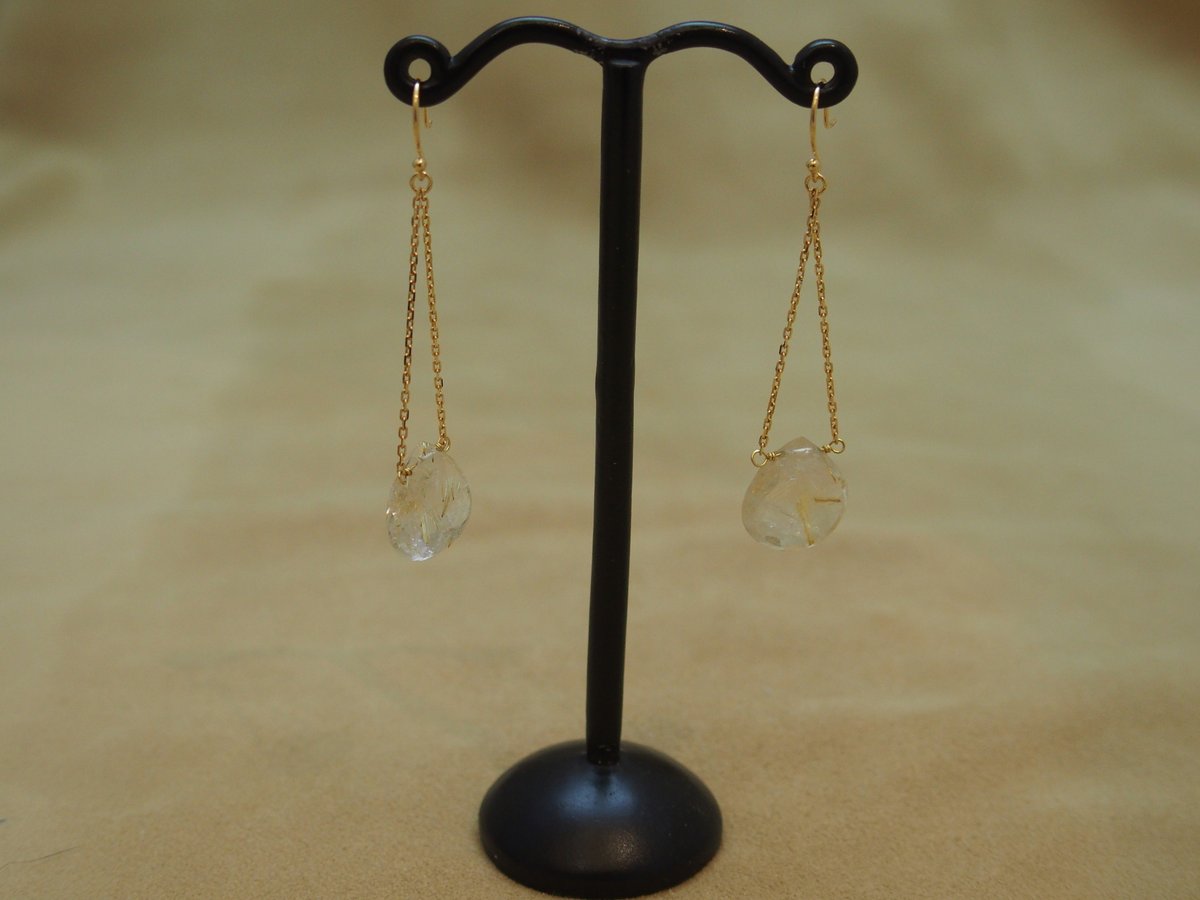 Rutilated Quartz Design Earrings | GOLDEN GOAT