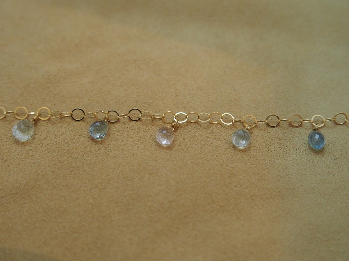 Aquamarine & Morganite Drop Bracelet | GOLDEN G