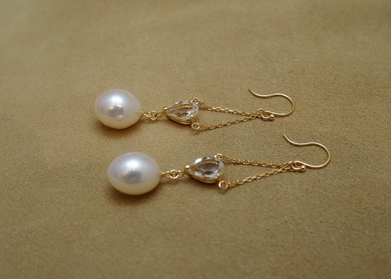 F.W.Paerl & White Topaz Design Earrings | GOLDE