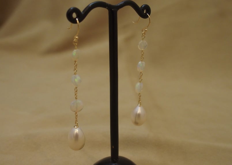 Opal & F.W.Pearl Design Earrings | GOLDEN GOAT  14kgf ピーター