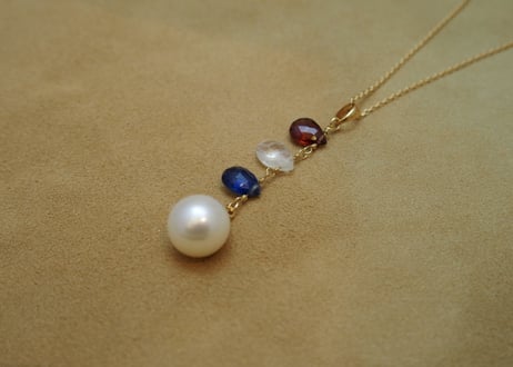3colors Design Pendant Top (Garnet/R.Moonstone/Kyanite)