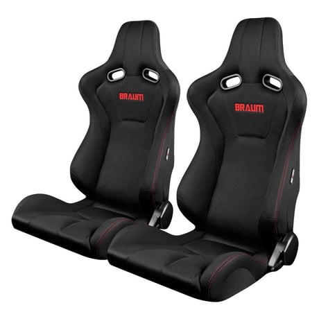 ２脚【Braum Racing  セミバケットシート Venom 赤ステッチ】