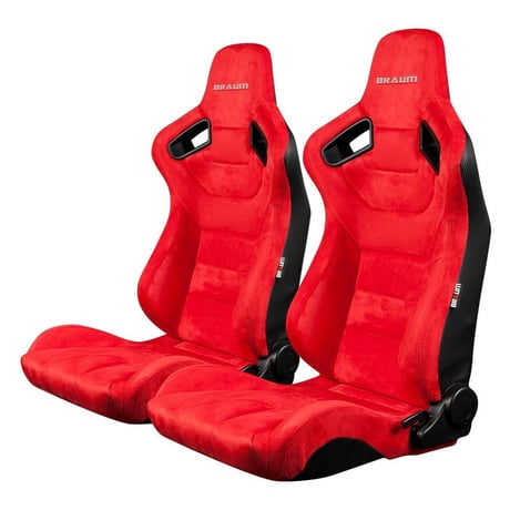 ２脚【Braum Racing  セミバケットシート レッドスエード】