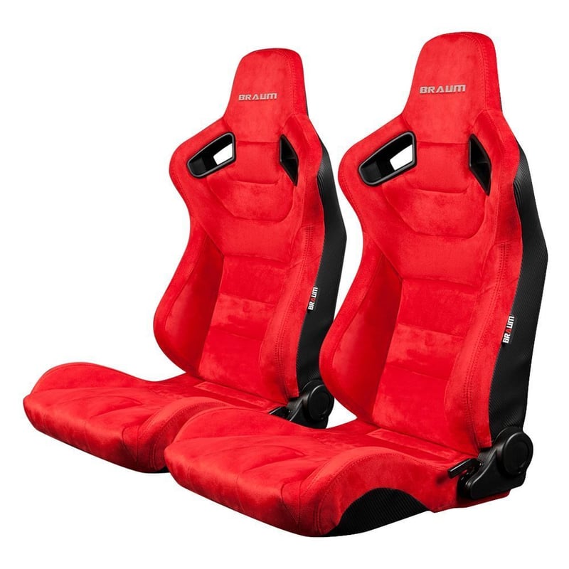 BRAUMレーシングのセミバケットシート
運転席、助手席の一対　引取の方限定 2脚【Braum Racing セミバケットシート Elite-R ブラック＆白