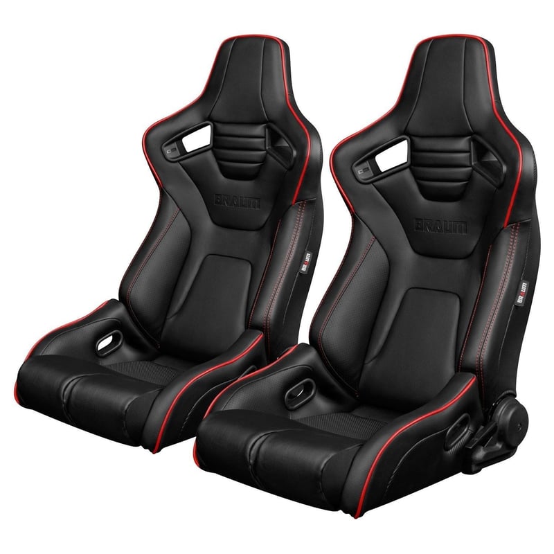 2脚【Braum Racing セミバケットシート Elite-R ブラックレザー