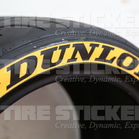 4枚【DUNLOP タイヤステッカー ラバータイプ イエロー】