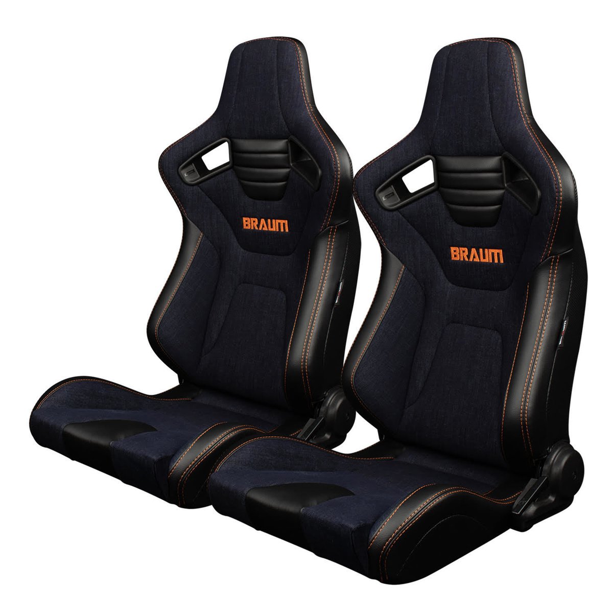 2脚【Braum Racing セミバケットシート ネイビーデニム 2脚【Braum Racing セミバケットシート ネイビーデニム