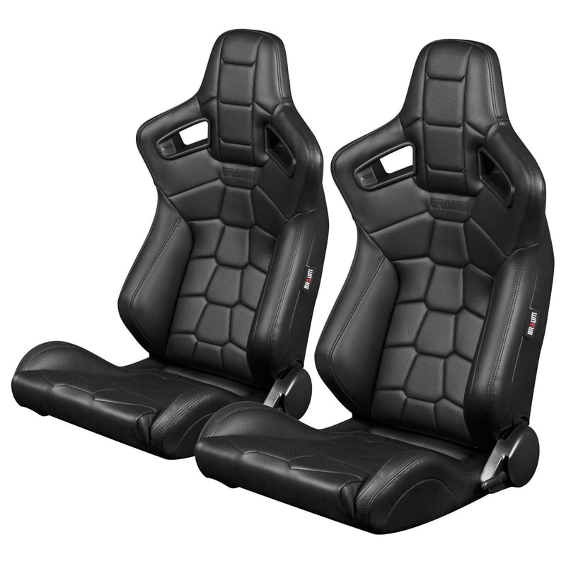 Braum racing セミバケットシート　ハーネス付き　ブラウムレーシング 2脚【Braum Racing セミバケットシート Elite-R ブラック