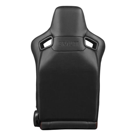 ２脚【Braum Racing  セミバケットシート Elite-R ブラックレザー＆レッドパイピング】