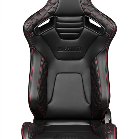 ２脚【Braum Racing  セミバケットシート Elite-X ダイヤモンド 赤ステッチ】