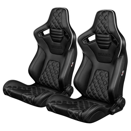 ２脚【Braum Racing  セミバケットシート Elite-X ホワイトパイピング】