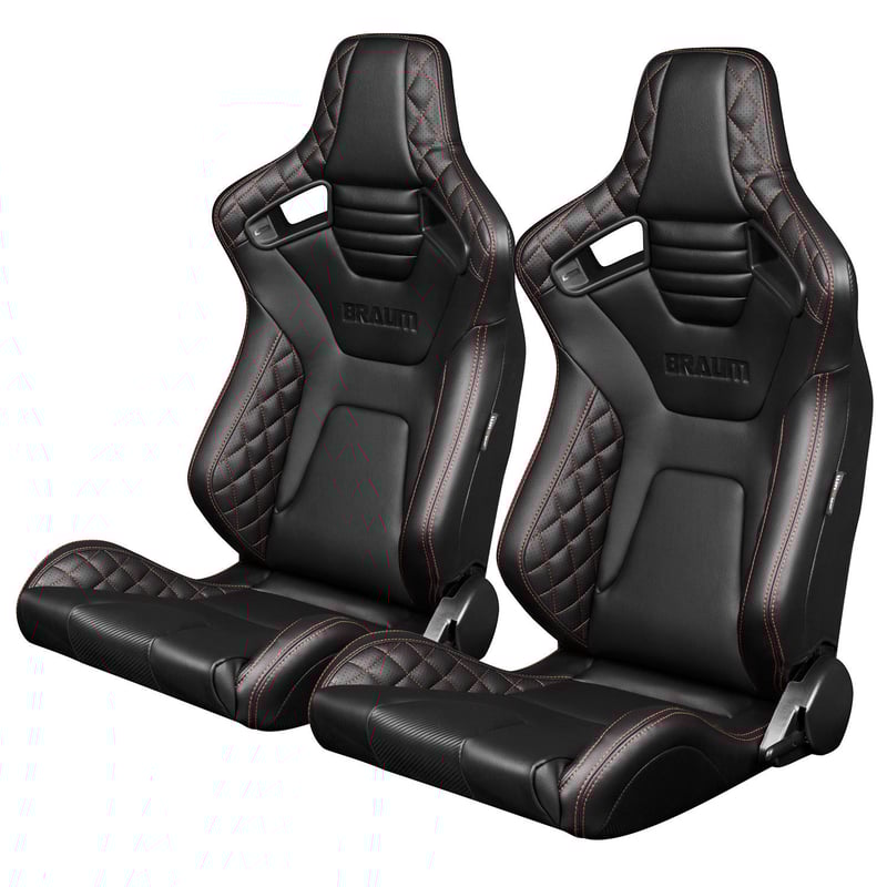 Braum racing セミバケットシート　ハーネス付き　ブラウムレーシング 2脚【Braum Racing セミバケットシート Venom 赤ステッチ