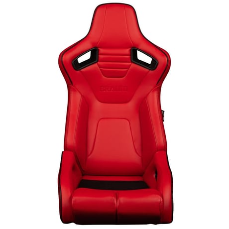 ２脚【Braum Racing  セミバケットシート Elite-R レッドレザー＆ブラックパイピング】