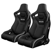 ２脚【Braum Racing  セミバケットシート Elite-R ブラック＆白パイピング】
