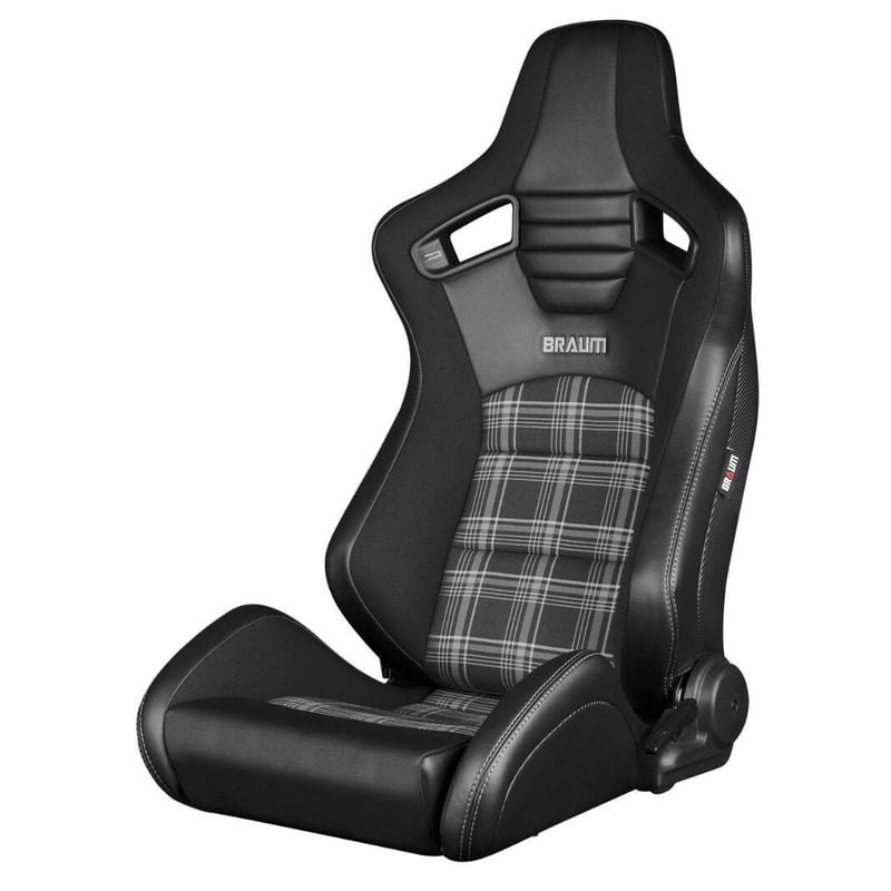 2脚【Braum Racing Elite-S セミバケ Plaid ブラック×グレー 2脚【Braum Racing Elite-S セミバケ Plaid ブラック×グレー