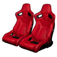 ２脚【Braum Racing  セミバケットシート Elite-R レッドレザー＆ブラックパイピング】