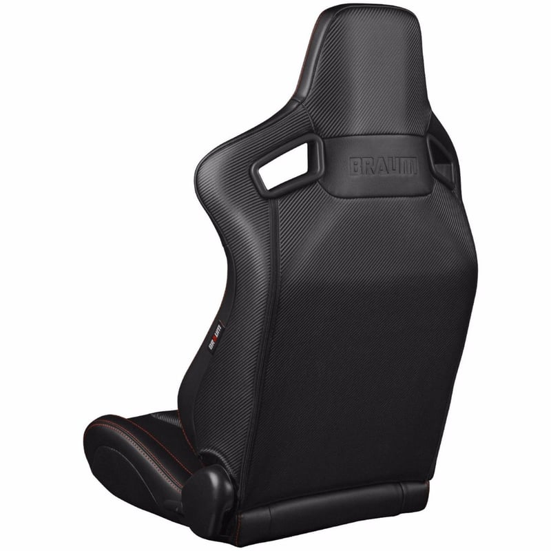 2脚【Braum Racing セミバケットシート ブラック＆赤ステッチ 