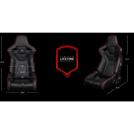 ２脚【Braum Racing  セミバケットシート Elite-R ブラックレザー＆レッドパイピング】