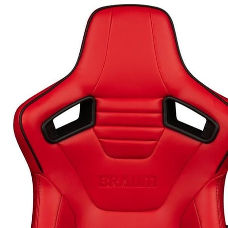 ２脚【Braum Racing  セミバケットシート Elite-R レッドレザー＆ブラックパイピング】
