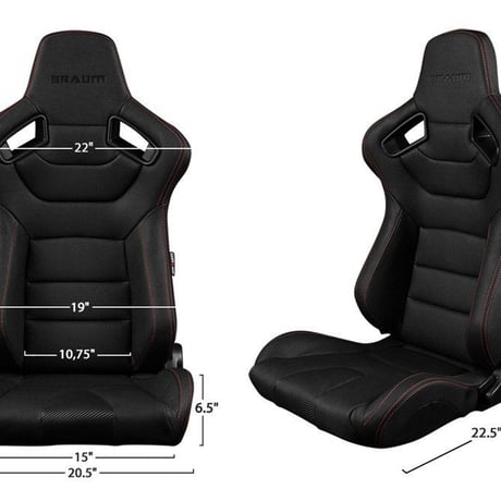 ２脚【Braum Racing セミバケットシート ブラック＆ホワイト】