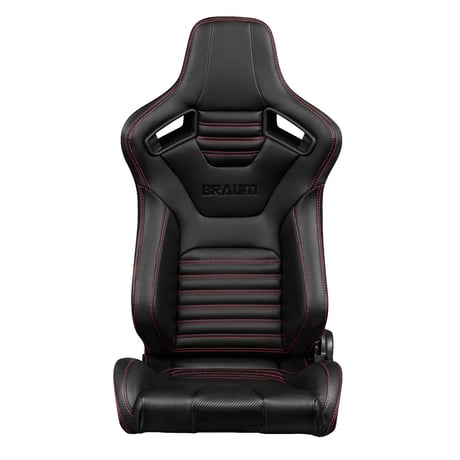 ２脚【Braum Racing  セミバケットシート Elite-X 赤ステッチ V2】