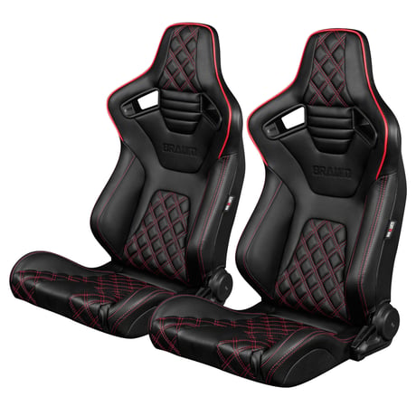 ２脚【Braum Racing  セミバケットシート Elite-X レッドパイピング】