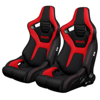 ２脚【Braum Racing  セミバケットシート Elite-R ブラック＆レッド】