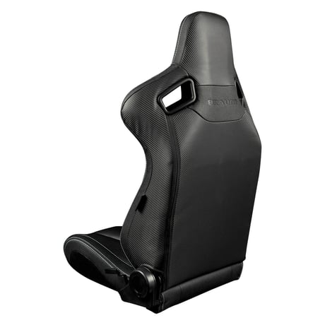 ２脚【Braum Racing セミバケットシート ブラック＆白ステッチ】