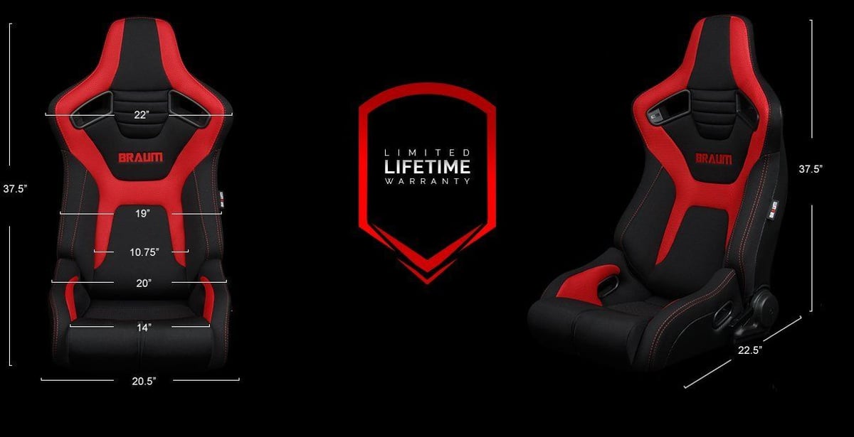 2脚【Braum Racing セミバケットシート Elite-R レッドレザー