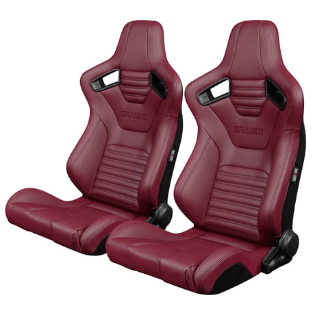 ２脚【Braum Racing  セミバケットシート Elite-X ワインレッド】