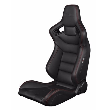 ２脚【Braum Racing セミバケットシート ブラック＆赤ステッチ】