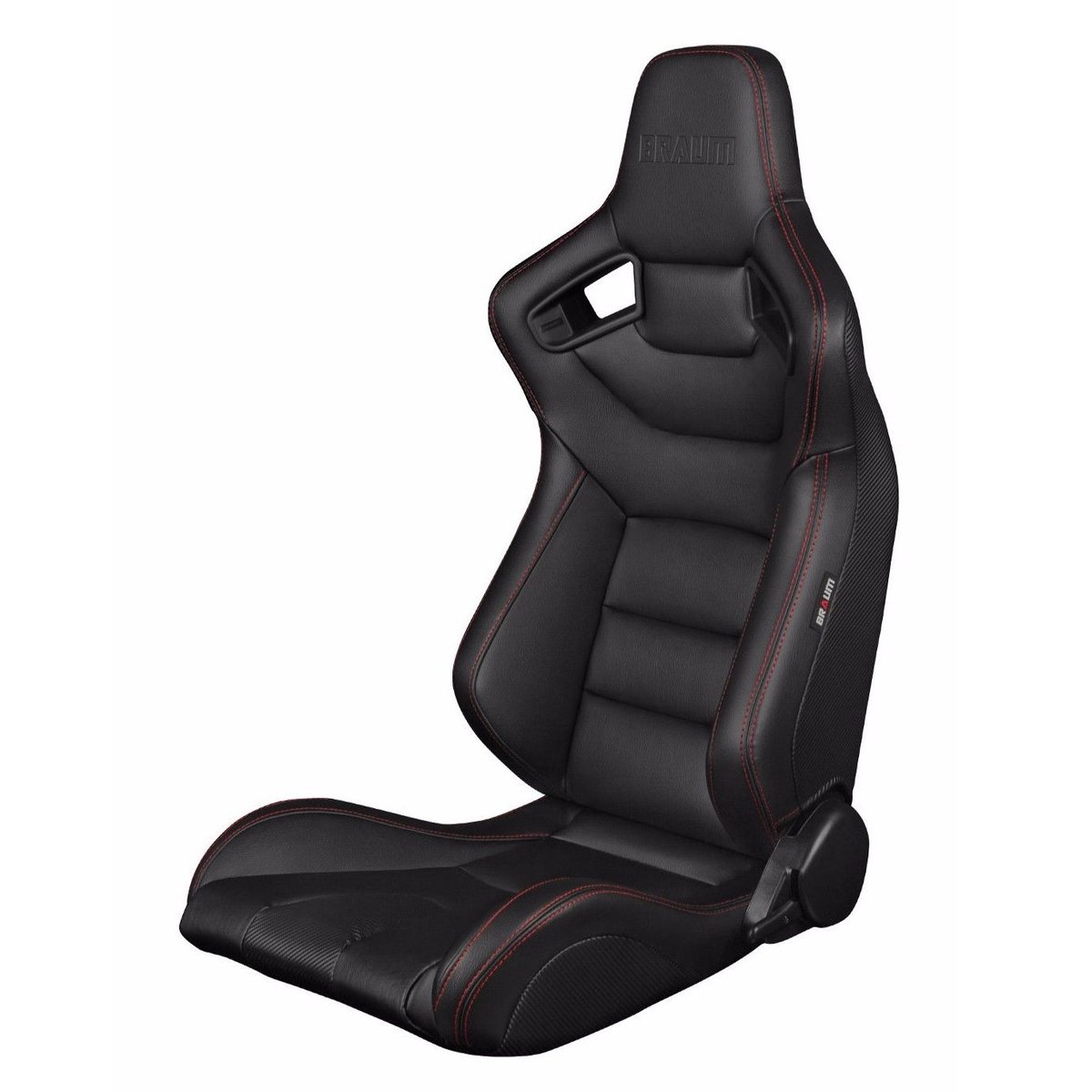 2脚【Braum Racing セミバケットシート ブラック&赤ステッチ 2脚【Braum Racing セミバケットシート ブラック&赤ステッチ