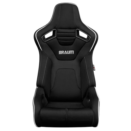 ２脚【Braum Racing  セミバケットシート Elite-R ブラック＆白パイピング】
