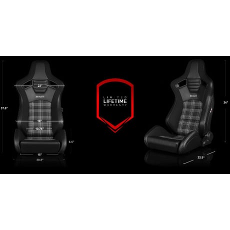 ２脚【Braum Racing Elite-S セミバケ Plaid ブラック×グレー】