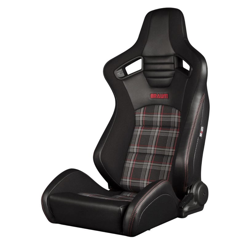 2脚【Braum Racing Elite-S セミバケ Plaid ブラック×レッド】 | 