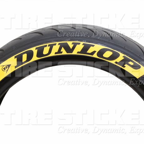 4枚【DUNLOP タイヤステッカー ラバータイプ イエロー】