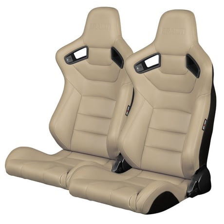２脚【Braum Racing セミバケットシート ベージュレザー】
