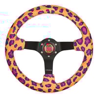 【国内発送】レザーステアリングホイール,ヒョウ柄 JDMハート型,15インチ NRG Savage ステアリングホイール Pink Cheetah】 | Works VE