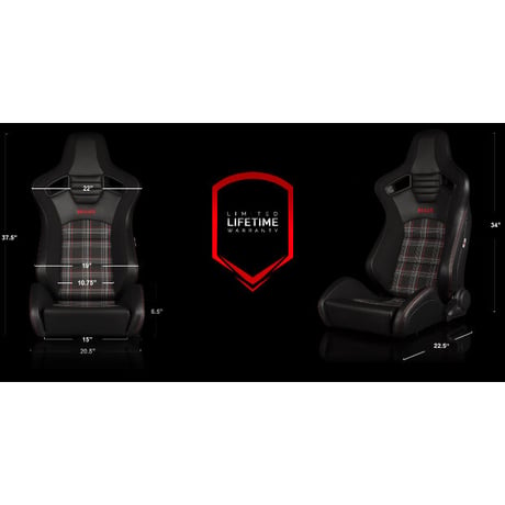 ２脚【Braum Racing Elite-S セミバケ Plaid ブラック×レッド】