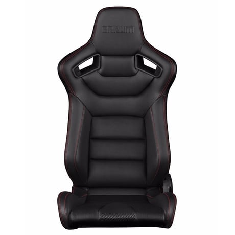２脚【Braum Racing セミバケットシート ブラック＆赤ステッチ】