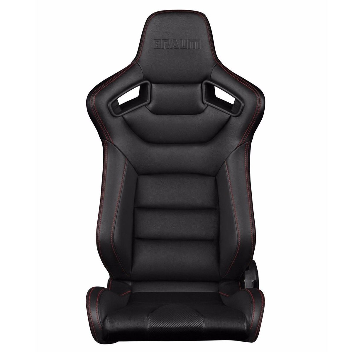 2脚【Braum Racing セミバケットシート ブラック＆赤ステッチ