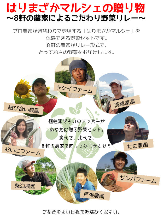はりまざかマルシェの贈り物  ～8軒の農家によるこだわり野菜リレー～