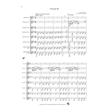 George Gershwin 3 Preludes for Clarinet Ensemble