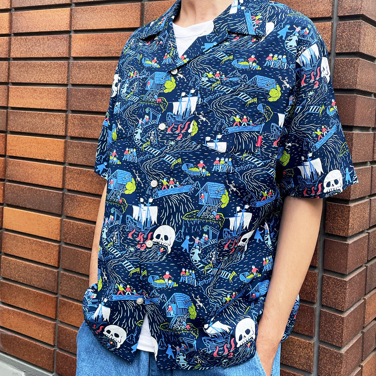 専用 ヘッドグーニー 海戦 アロハシャツ XL PIRATES  ヘッドグーニー 海戦 アロハシャツ XL PIRATES ISLAND 50's SEA