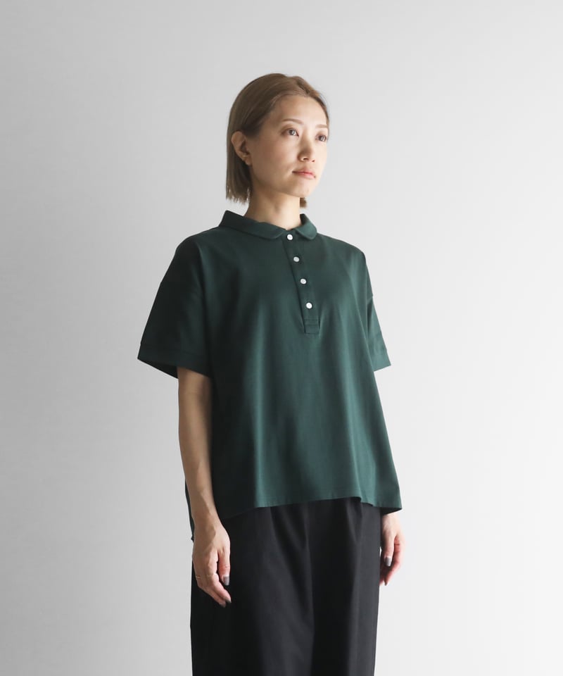 【新品】HUIS in house SUVIN COTTON 半袖ポロカットソー HUIS in house］SUVIN COTTON半袖ポロカットソー（ダーク