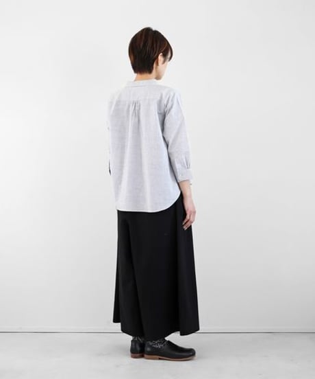 HUIS | 8分袖コードレーンワイドブラウス（トップ糸グレー）【レディス】U108