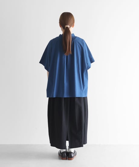 HUIS |オーガニックコットンスクエアワイドシャツ（オーシャンブルー）【レディス】024