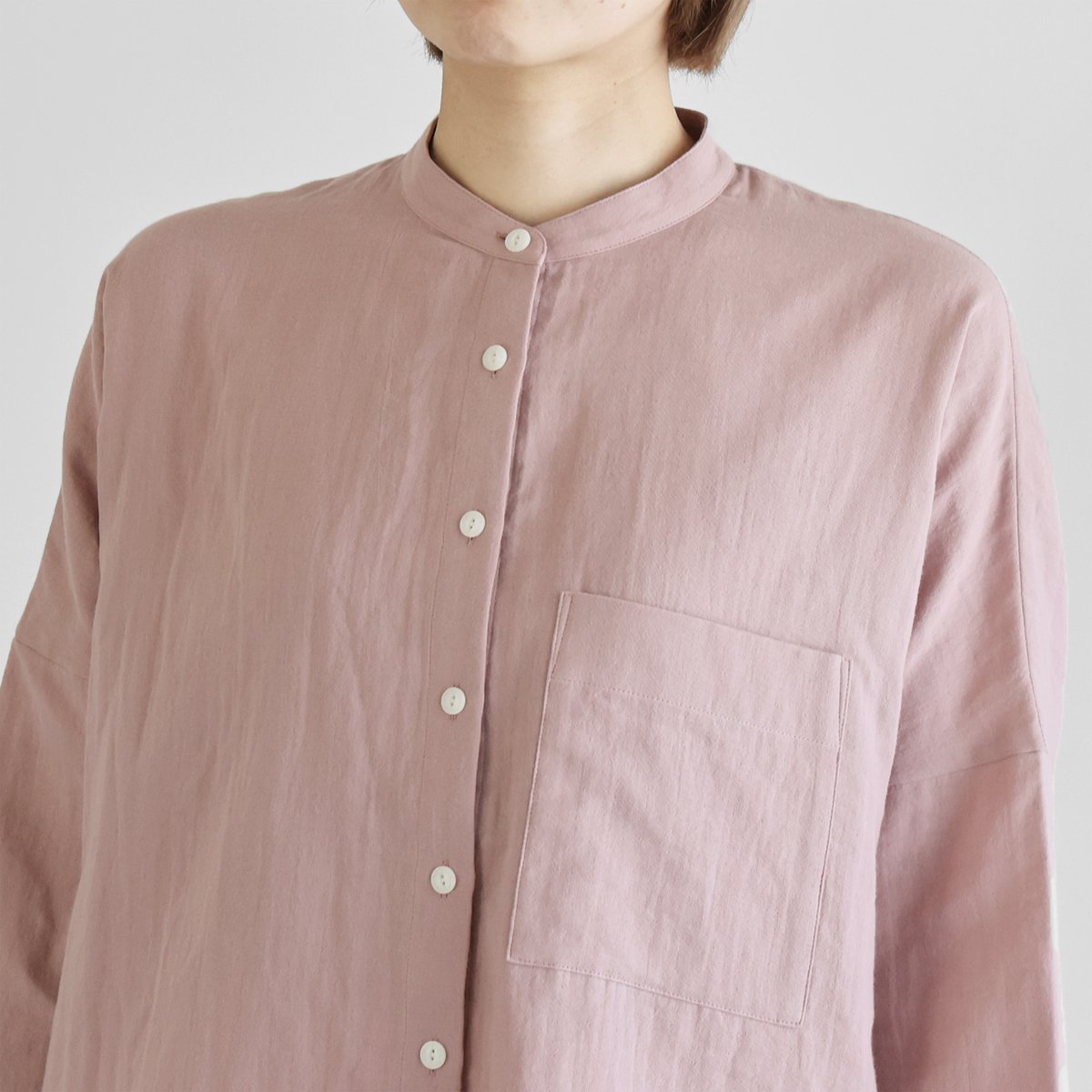 HUIS |シャトルダブルガーゼバンドカラーブラウス（サクラ）【レディス