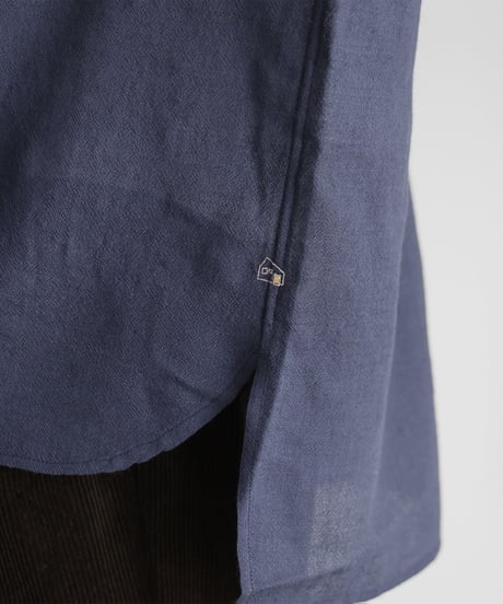 HUIS |ウォッシャブルウールバンドカラーオーバーシャツ（ネイビー）【ユニセックス】015